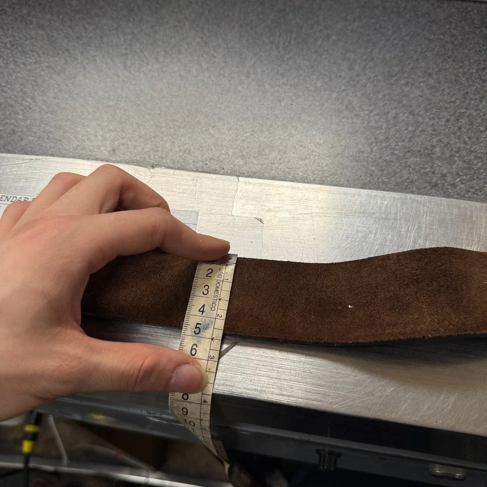 Shag Leather Belt Mens 30 Brown Good Double Prong Distressed Wide Heavy Duty